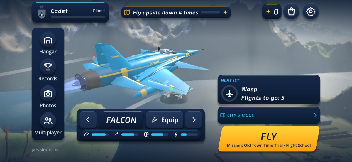 The flight deck with jet, pilot plate and mission card