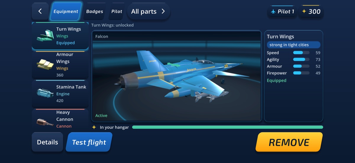 The hangar with the jet on stage