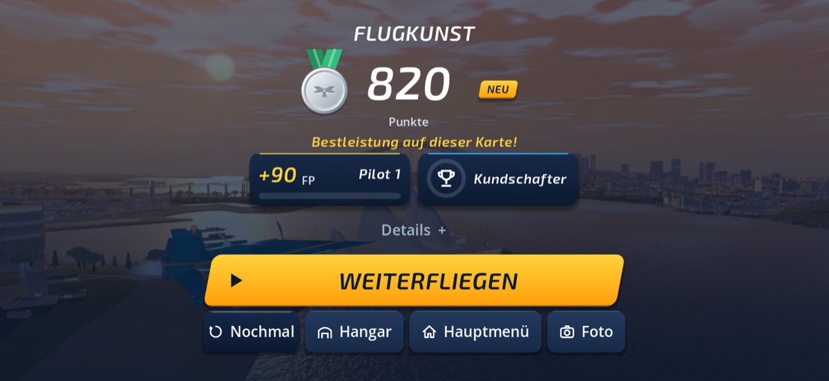 Die Ergebniskarte nach einer Runde mit Medaille