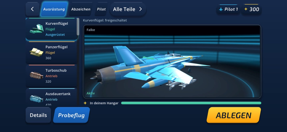 Der Hangar mit dem Jet auf der Bühne